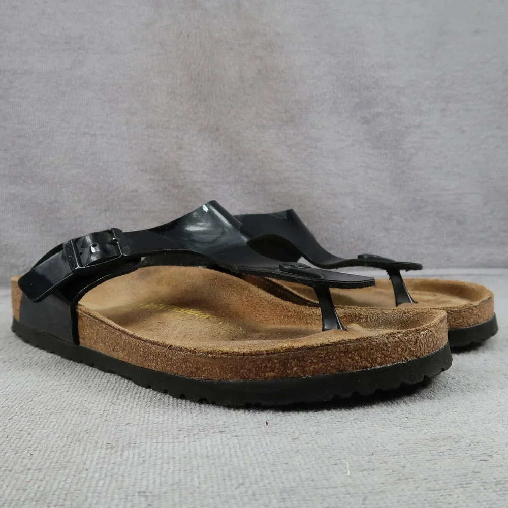 Birkenstock Shoes Womens 41 Gizeh Sandals Black Birko Flor Flip Flops Slip On